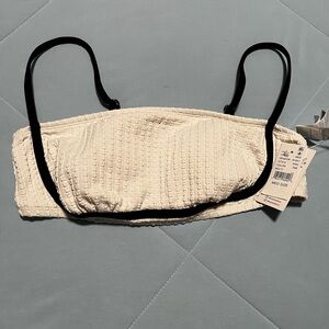 Cupshe Cream Textured Bralette with Black Straps